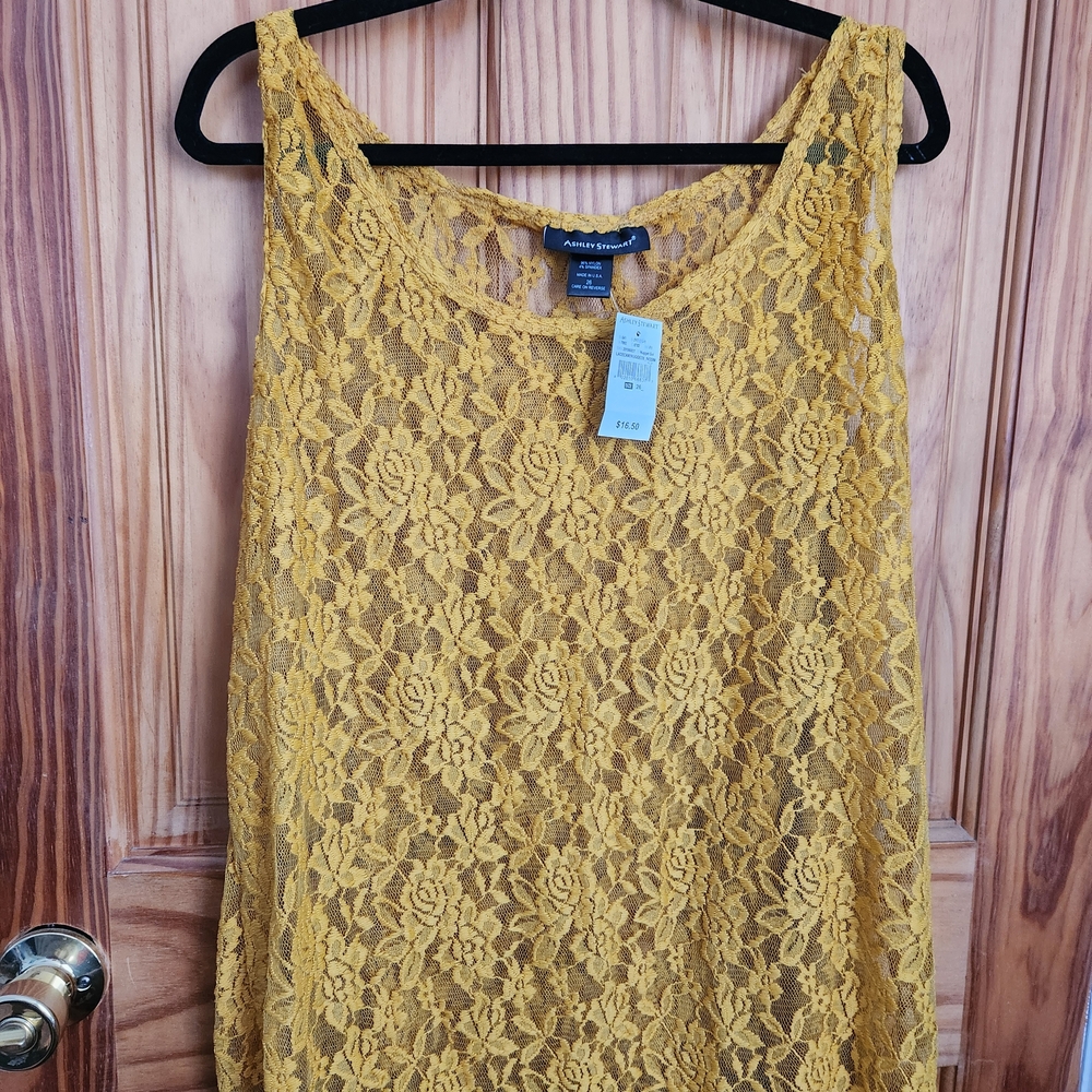 Ashley Stewart Yellow Lace Top